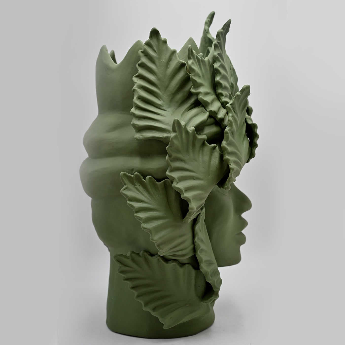 Sculpture Tête De Maure Vert Mat
