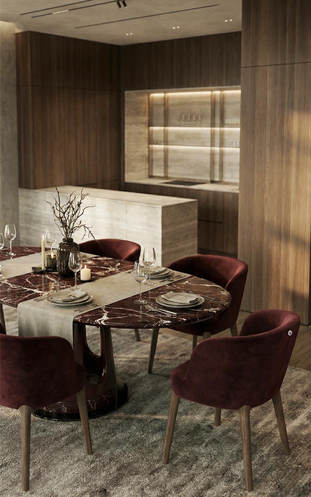 Table de salle à manger ovale en marbre Aura