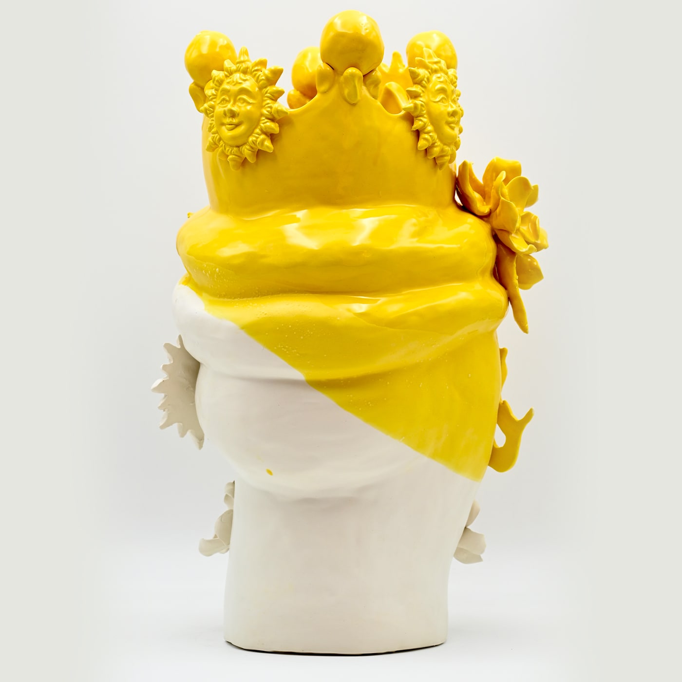 Sculpture Tête De Maure Or Et Blanc Artisanale