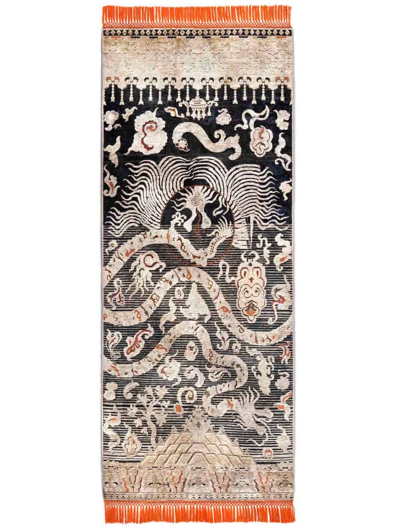 Tapis noué main Dragon | Taille: 160 x 365 cm