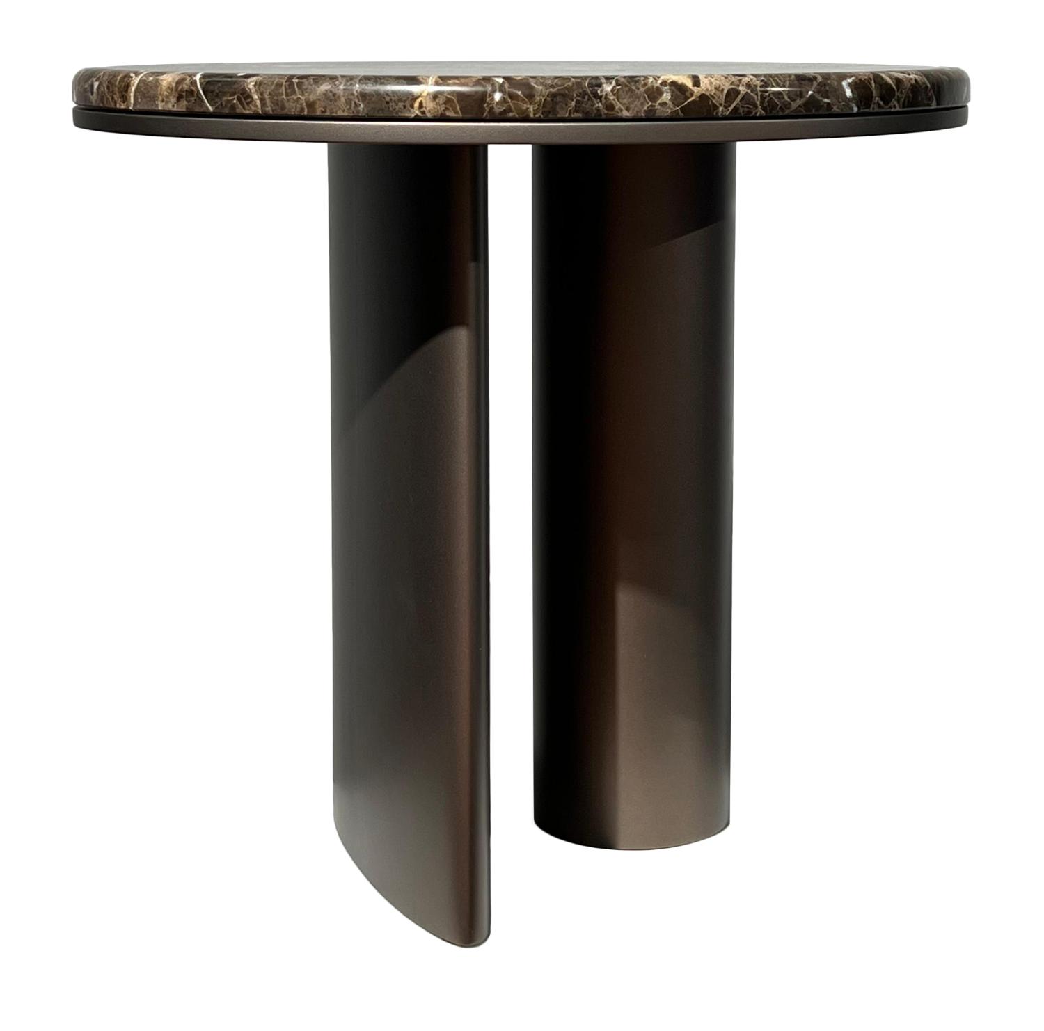 Table basse ronde Bon Ton avec base foncée