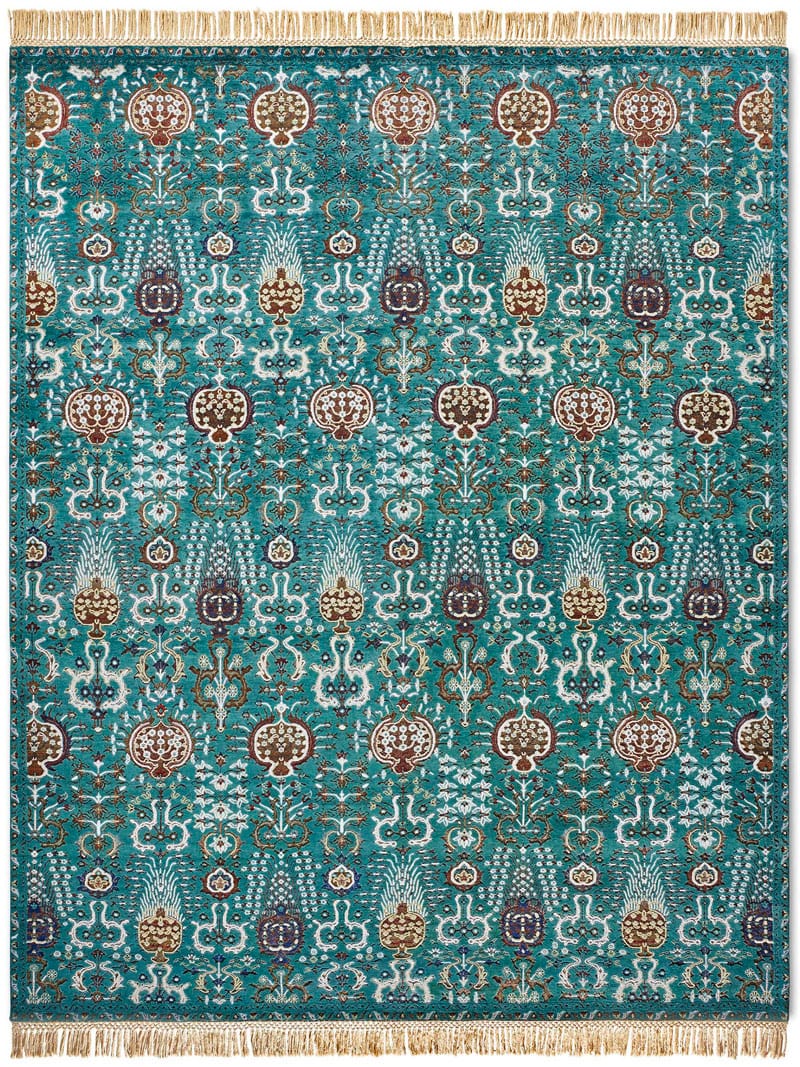Tapis de luxe fait main Isfahan Vert