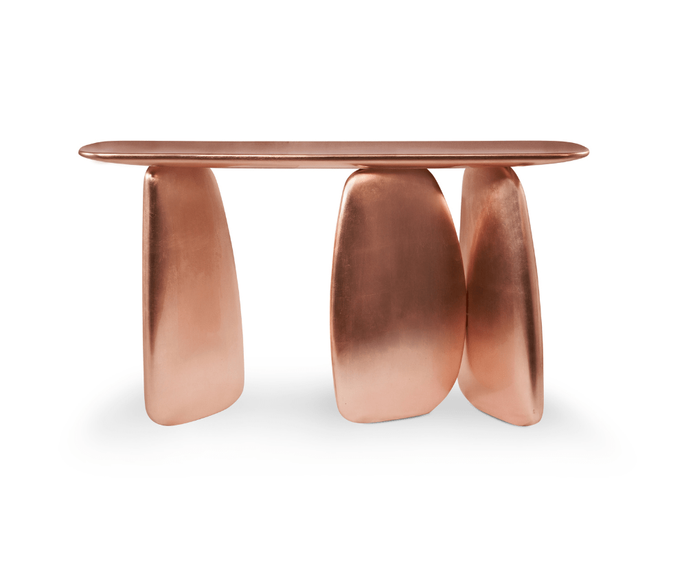 Console Sculpturale Cuivrée