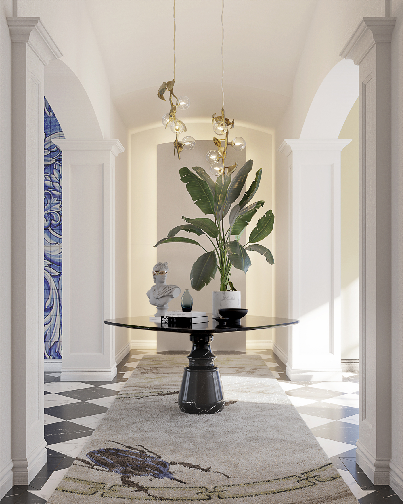 Table à Manger Carrée Nero Marquina Obsidienne