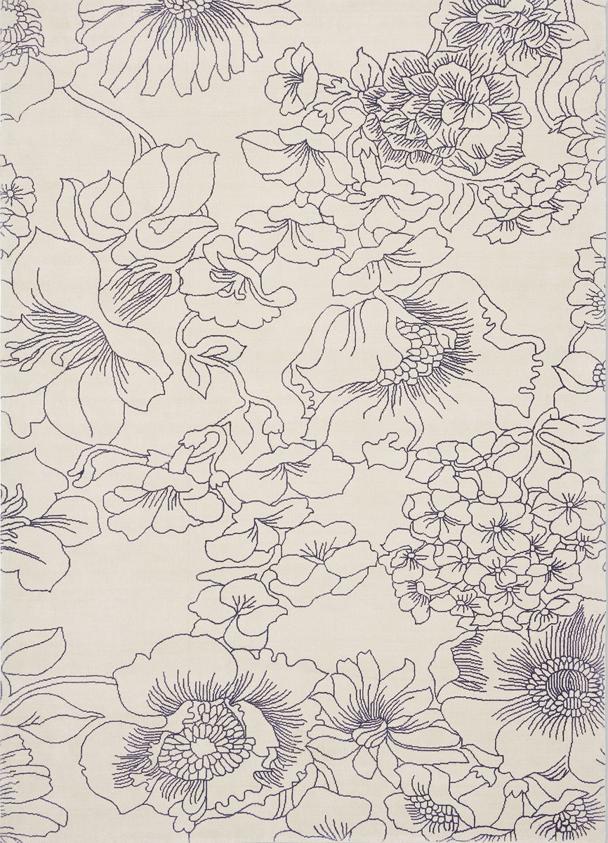 Tapis Linear Floral Bleu