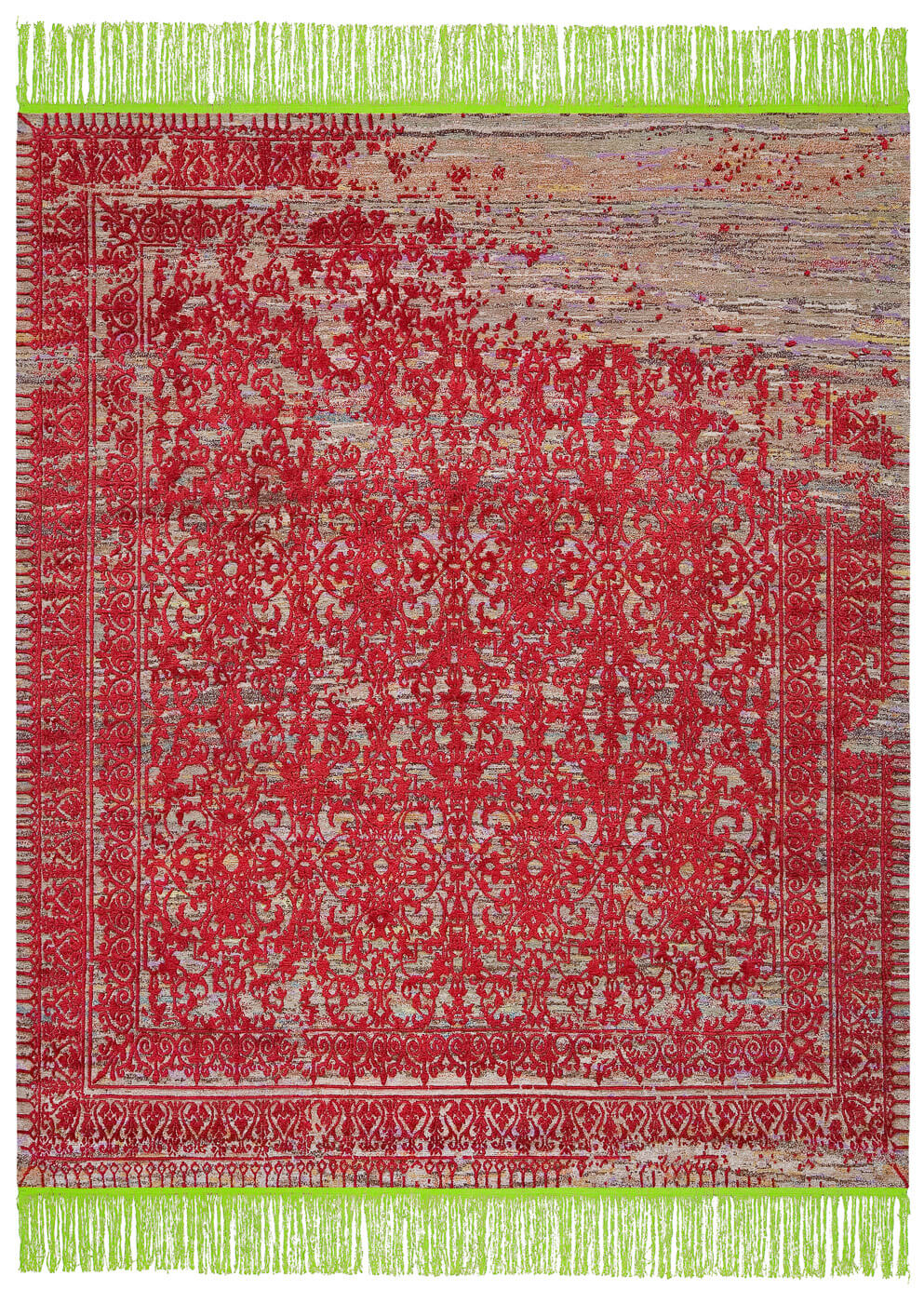 Tapis Ferrara Radi Rocked Vert Rouge