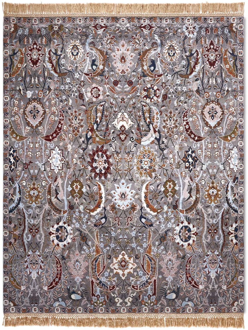 Tapis de luxe fait main Kerman Anthracite | Taille: 274 x 365 cm