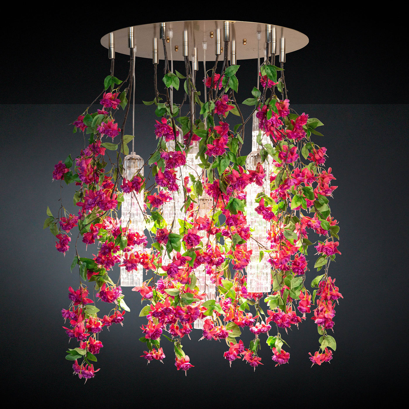 Grand lustre rose en cascade Pink Cascade
