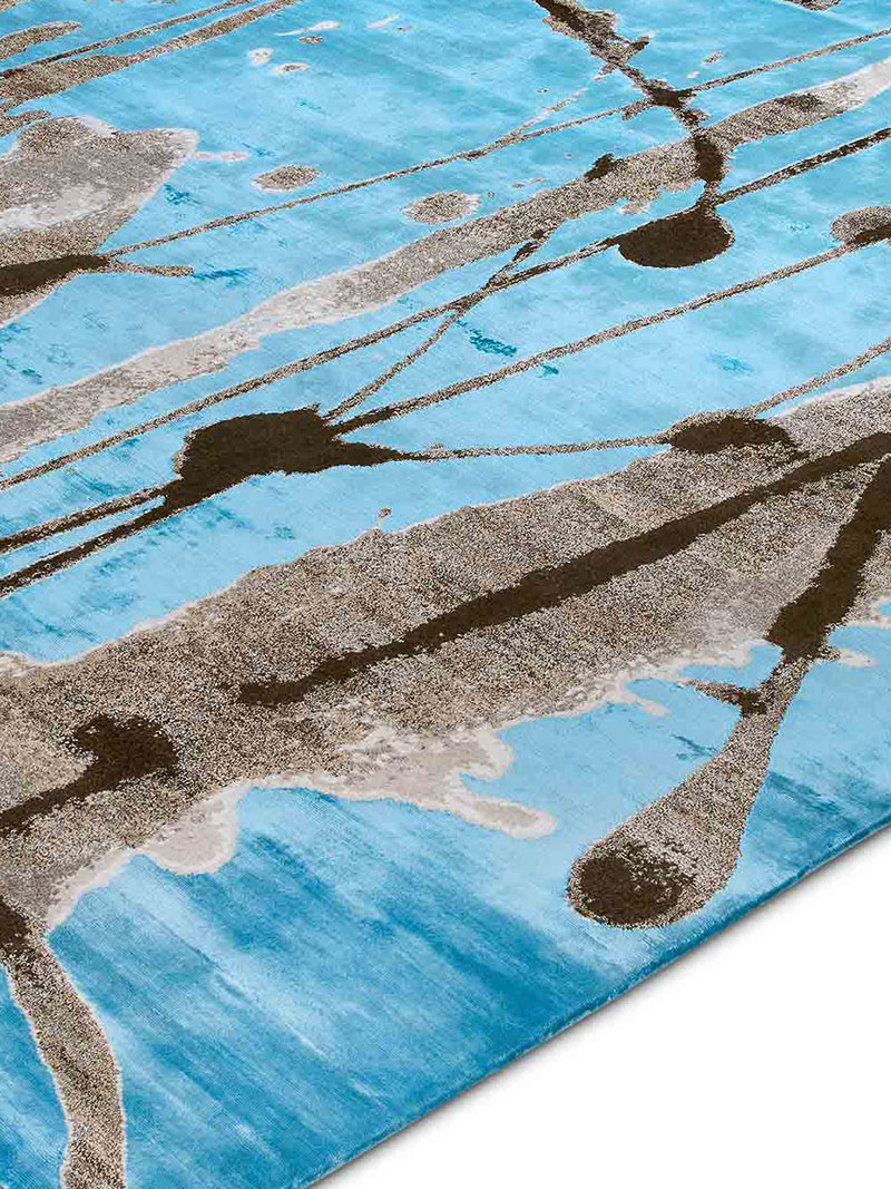 Tapis No. 06 Naturel sur Bleu | Taille: 305 x 427 cm