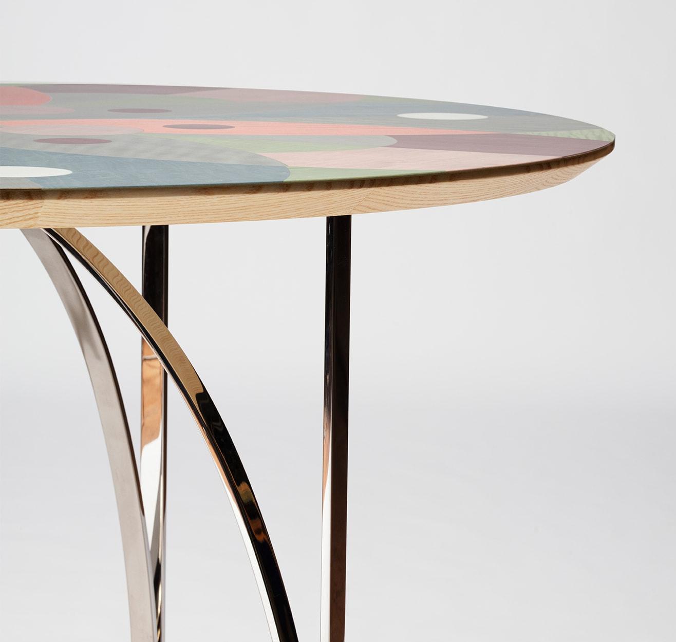 Table de Salle à Manger Plaquée Multicolore