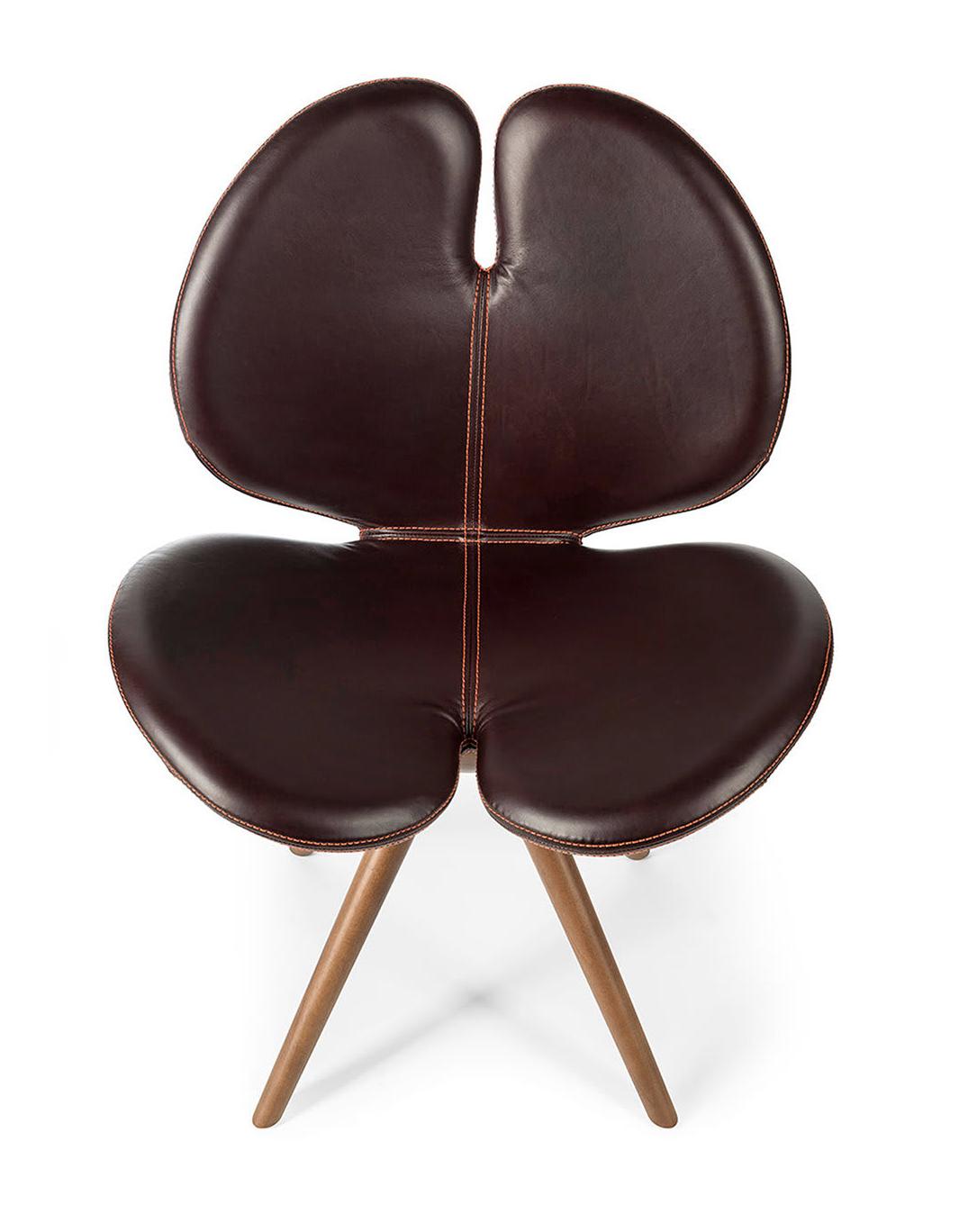 Chaise Pansè en laine et cuir