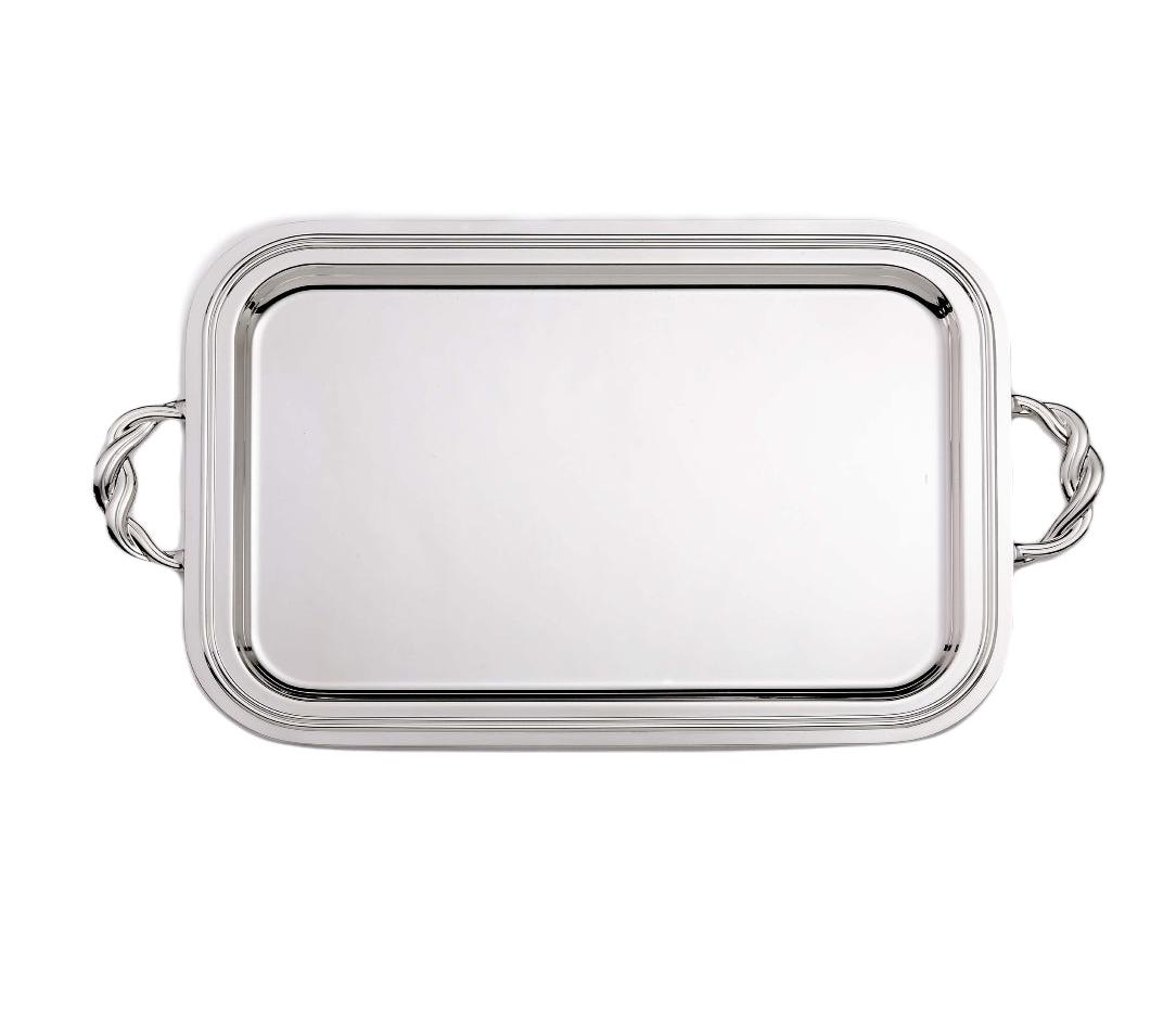 Plateau Rectangulaire Argenté Avec Poignées | Dimensions: 33 x 50 cm