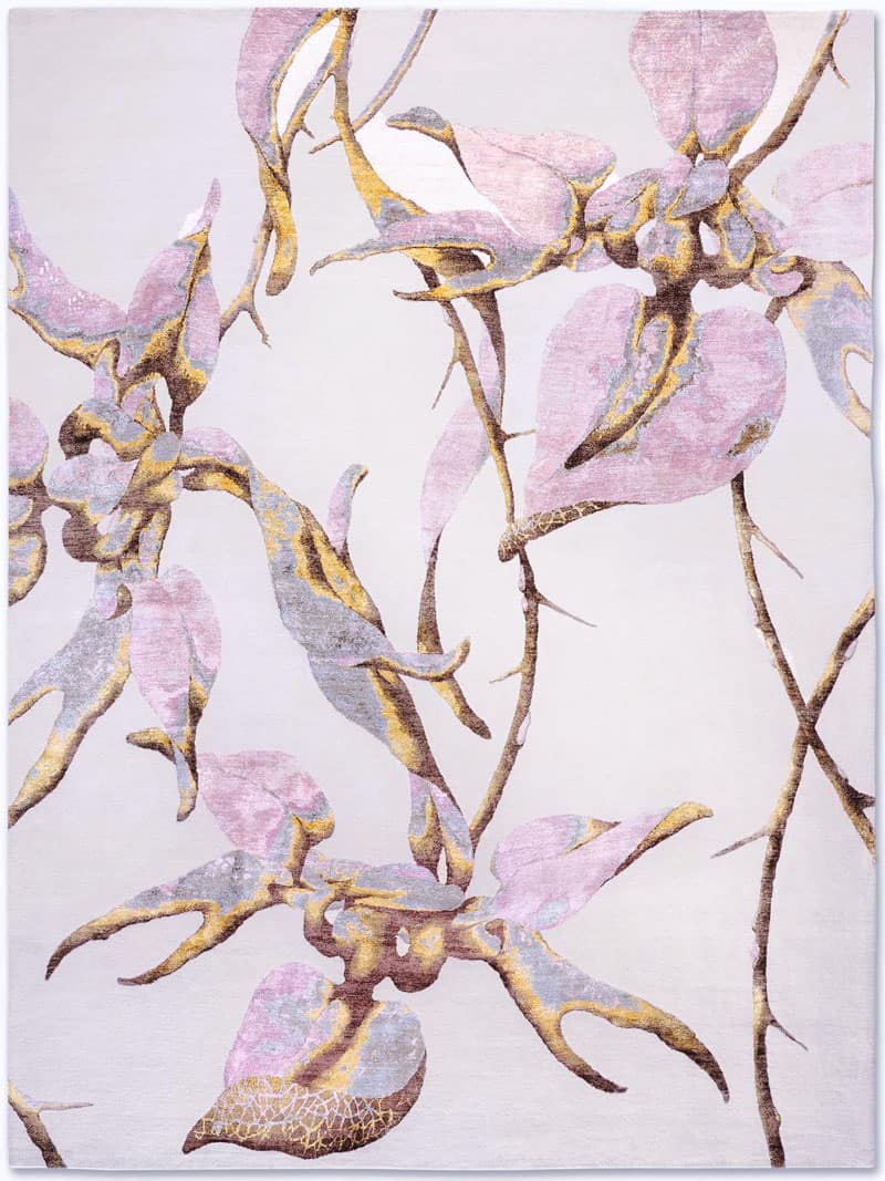 Tapis noué main de luxe Orchidée