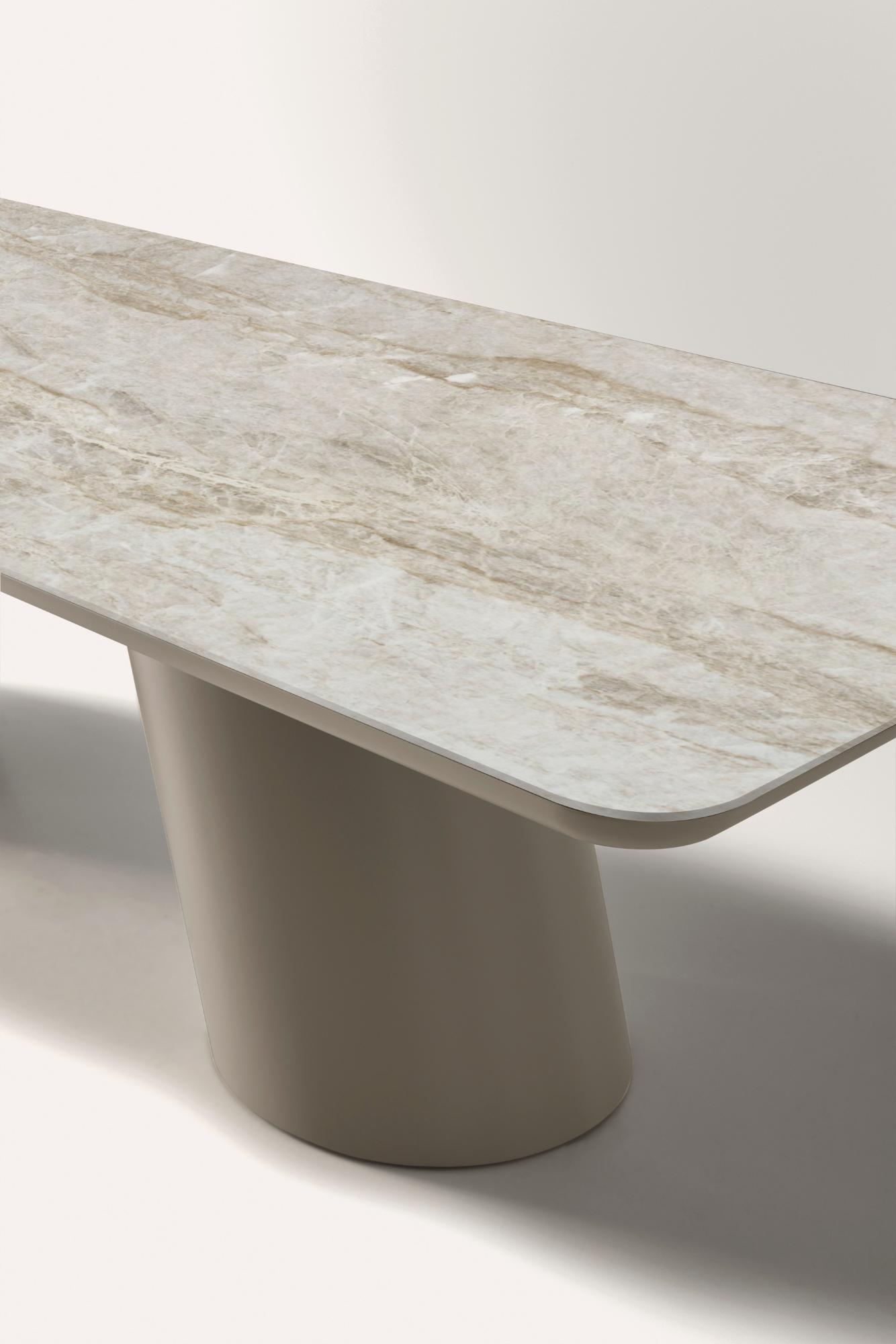 Table de salle à manger Altea avec plateau en céramique beige