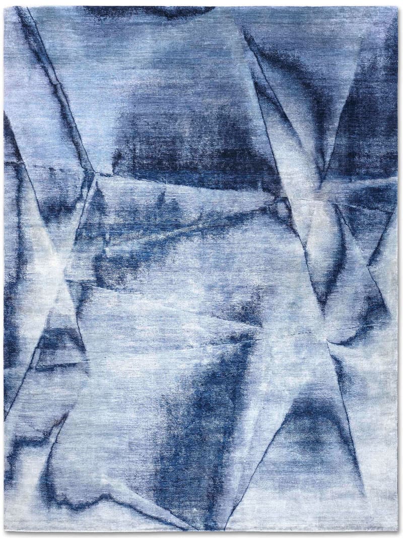 Tapis noué main Bleu Marine