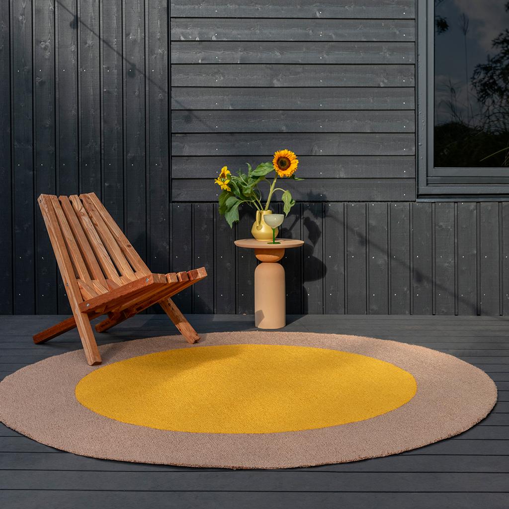 Tapis d’extérieur rond Festival Jaune