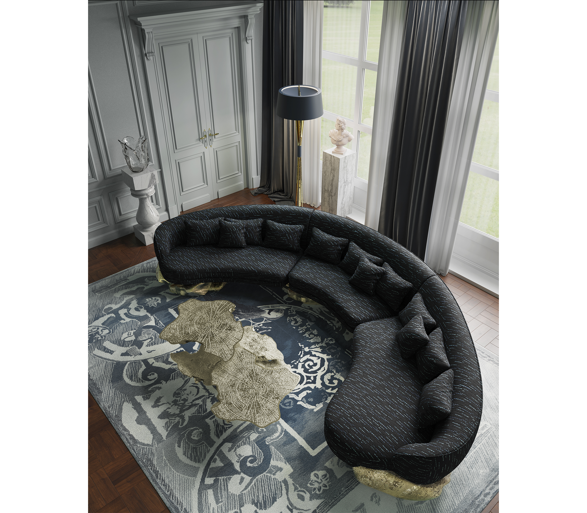Canapé Courbé Noir Angora