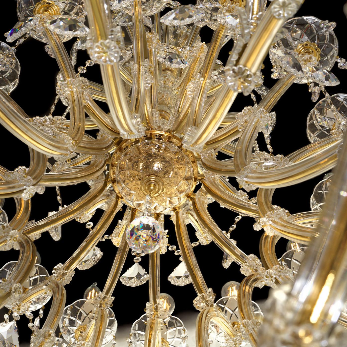 Lustre Mariateresa Finition Or avec Pendentifs en Cristal