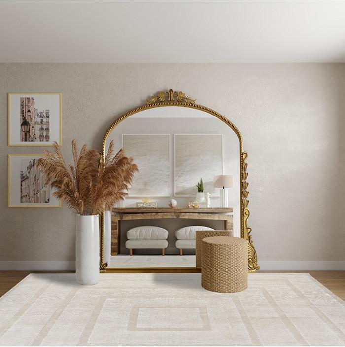 Tapis Domino Tencel Beige | Taille: 200 x 200 cm