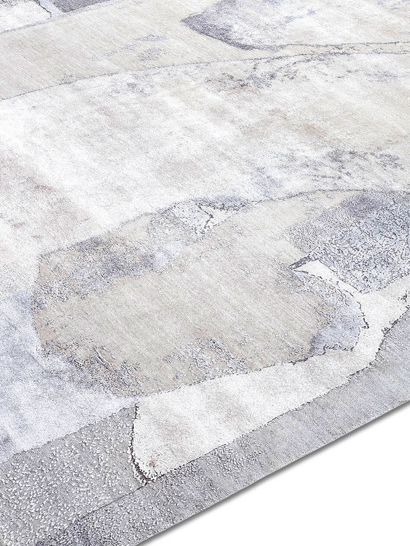 Tapis tissé main Argent Neige | Taille: 365 x 457 cm
