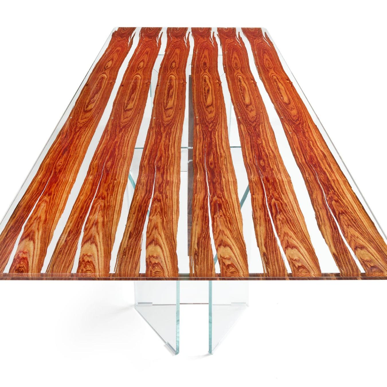 Table de salle à manger en bois et verre Parigi