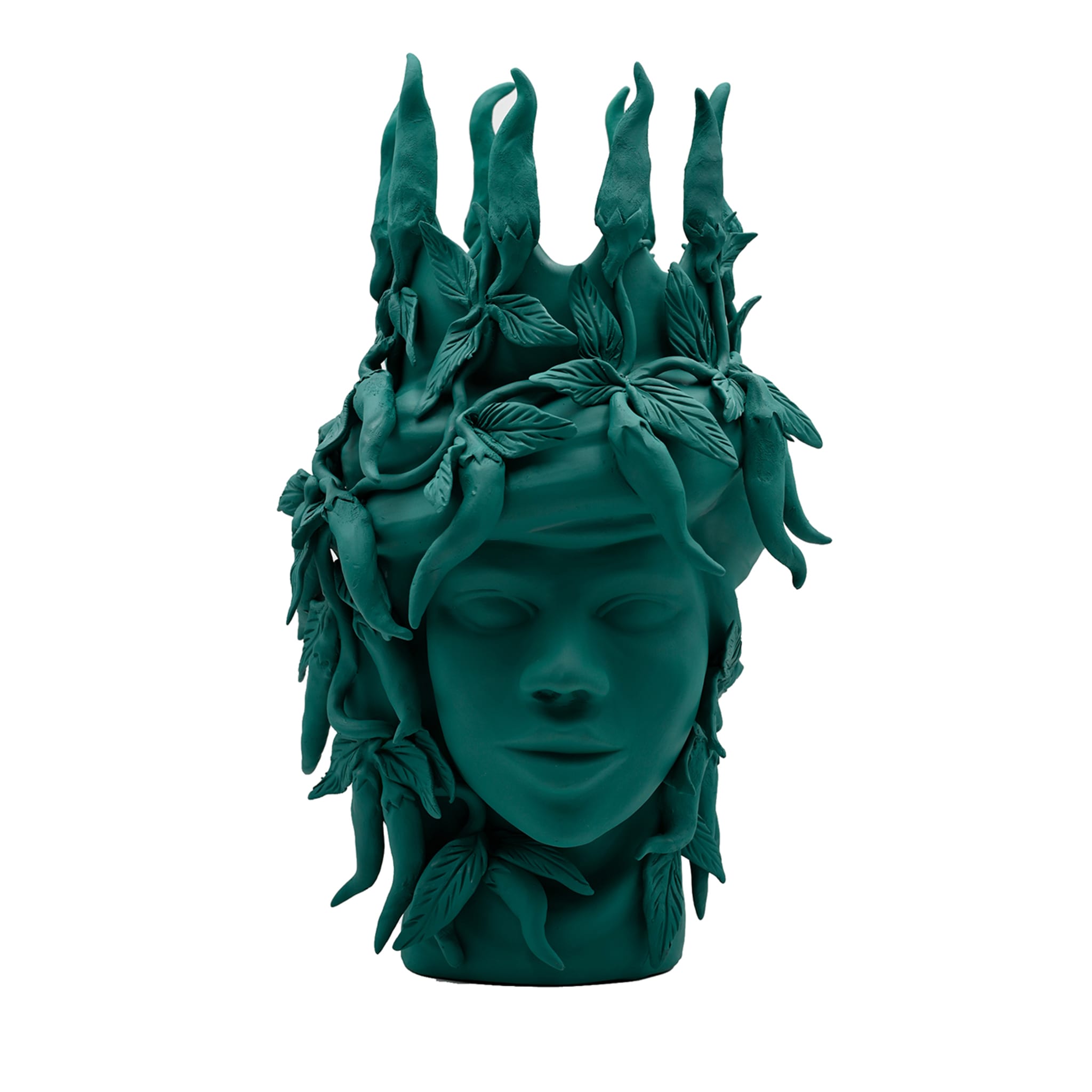 Sculpture Tête De Maure Vert Foncé
