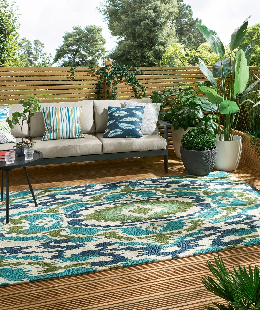 Tapis d’extérieur Ixora Émeraude / Palmier / Chartreuse