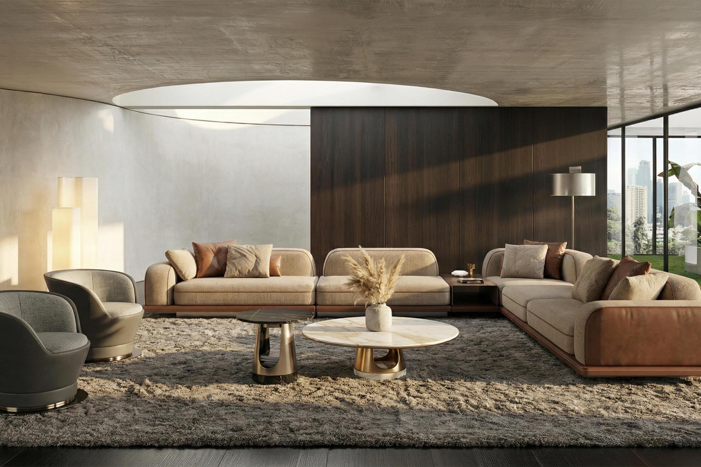 Table basse ronde Aura avec base en arc