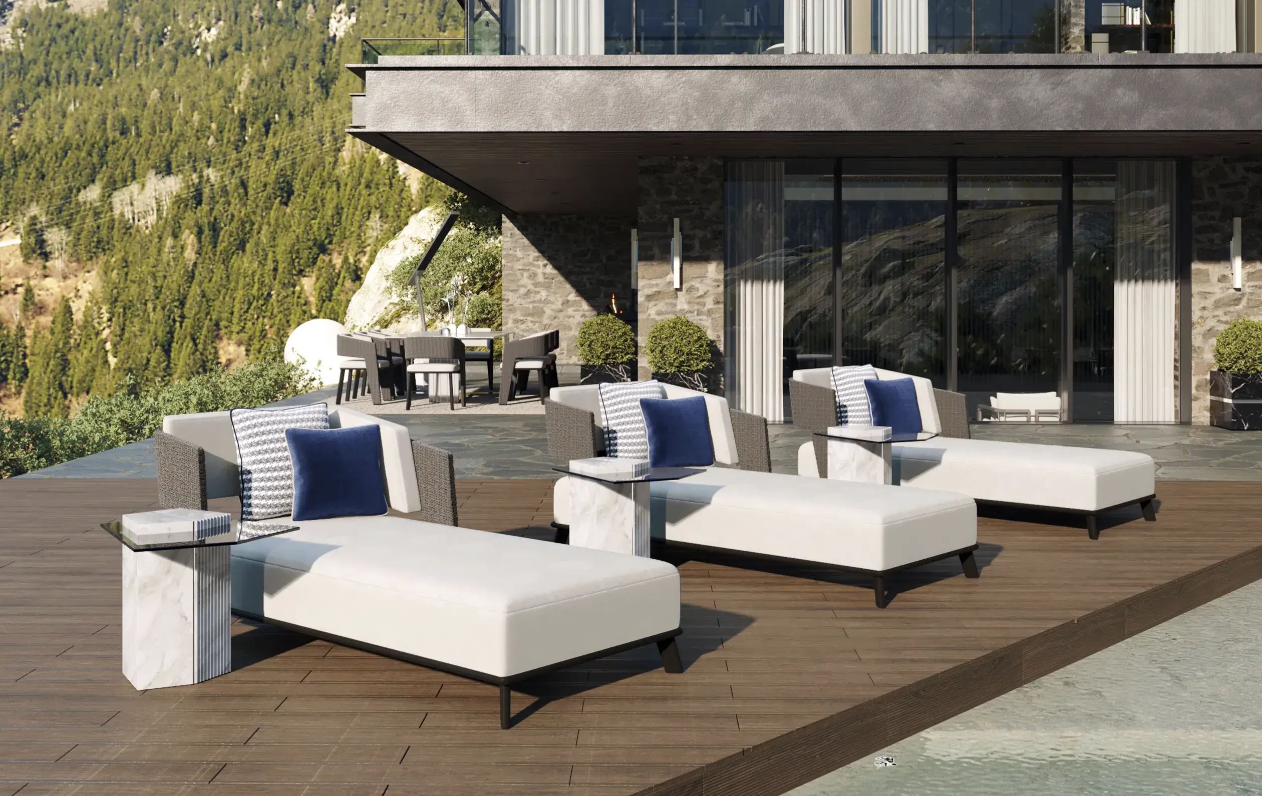 Chaise Longue Grise Crown - 1
