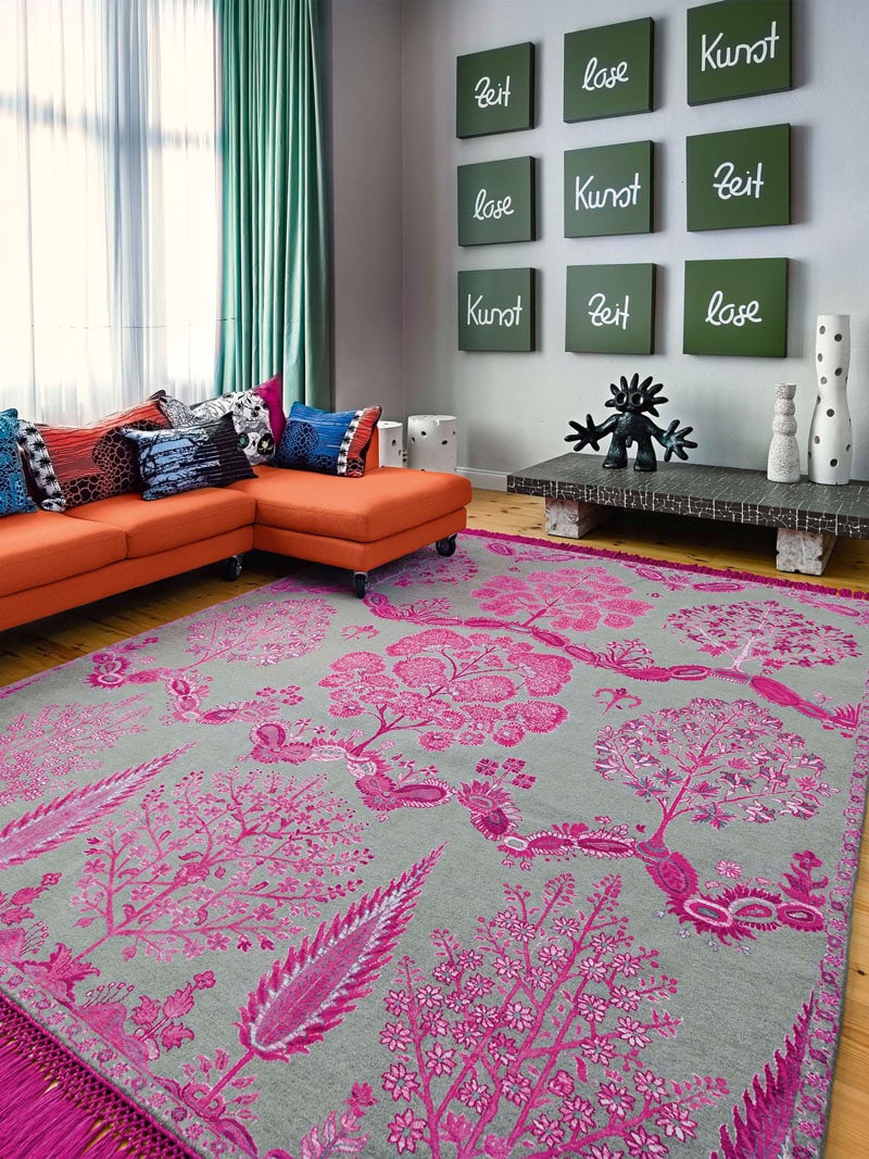 Tapis fait main de luxe Mughal Rose