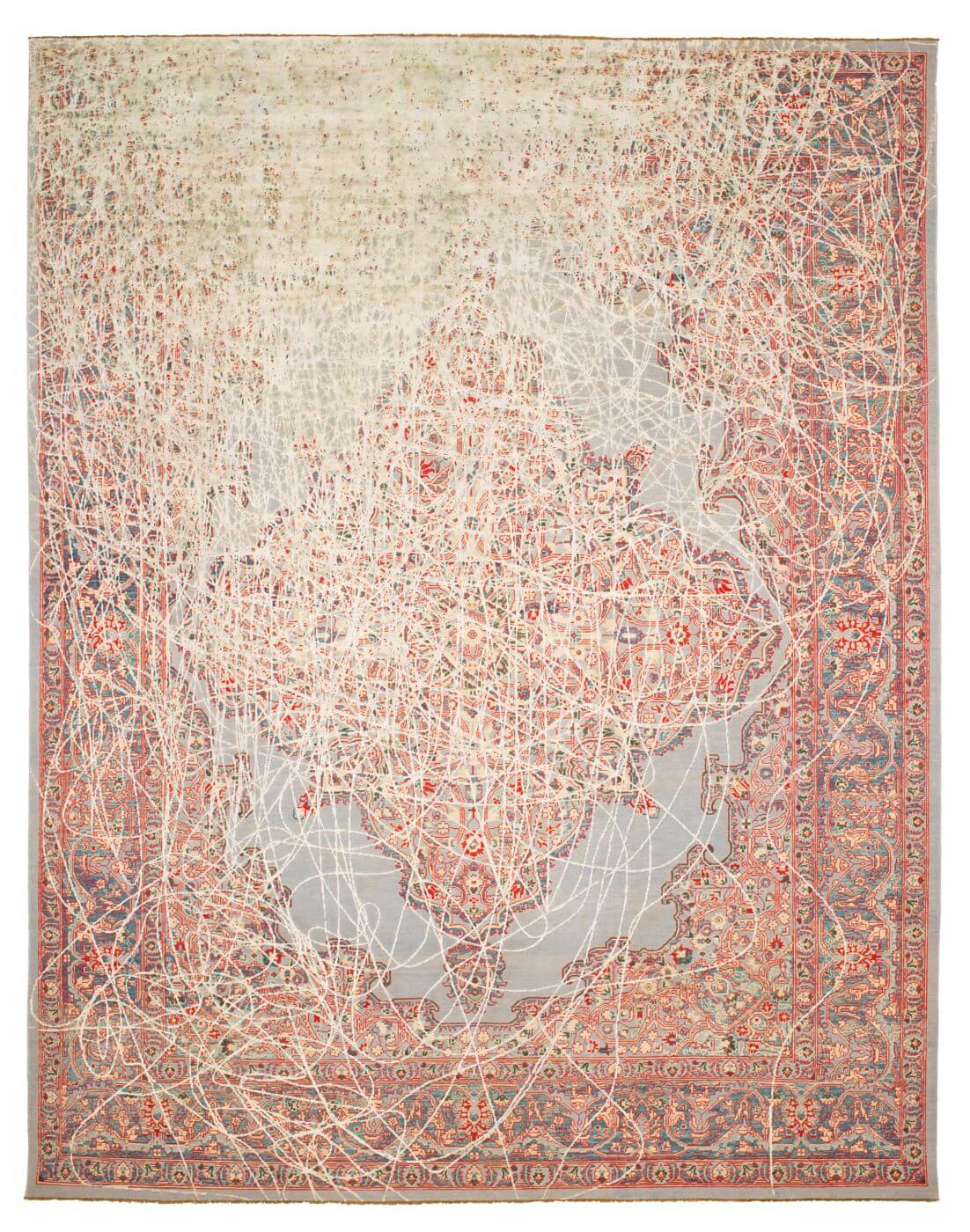 Tapis Tabriz Fashion Tohuwabohu Gris Argent Soie