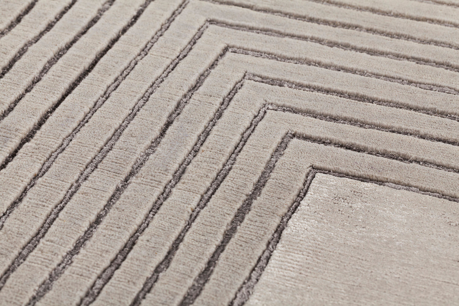 Tapis à Cadre Beige en Laine & Viscose