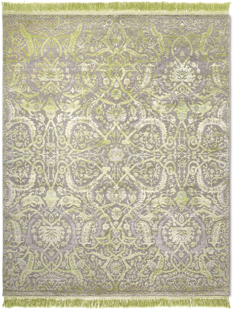 Tapis noué main Heriz Vert Pomme Luxe