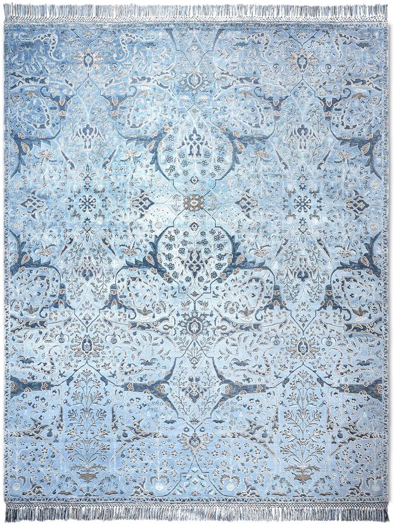 Tapis fait main de luxe Teheran Bleu | Taille: 122 x 183 cm
