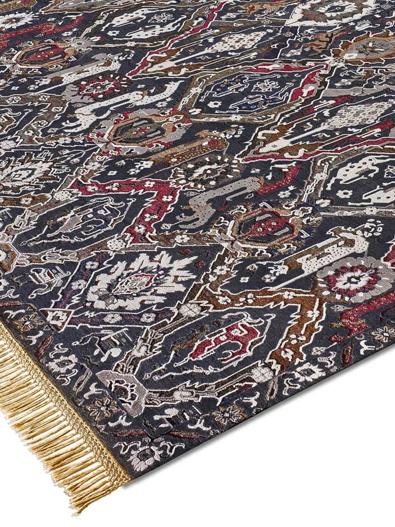 Tapis de luxe fait main KavaBagh Noir | Taille: 274 x 365 cm