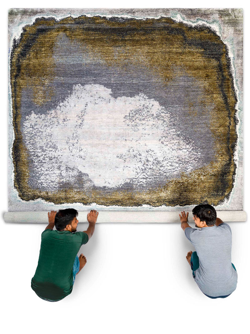 Tapis tissé main Vert Rouille