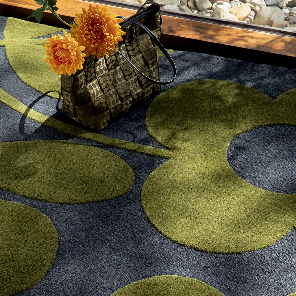 Tapis design en laine Sprig Stem Marine 063908