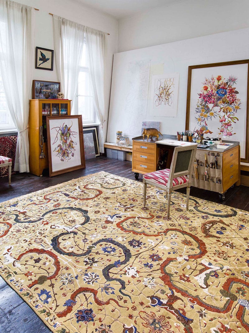 Tapis de luxe Tabriz Jaune