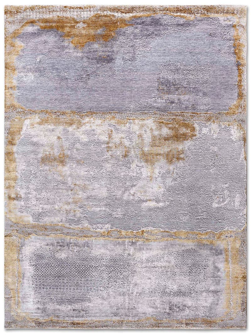 Tapis tissé main Argent Blanc Gris