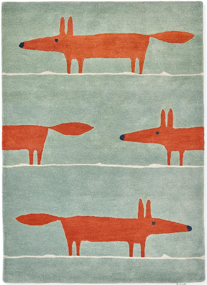 Tapis Mr. Fox Menthe / Coquelicot | Taille: 120 x 180 cm