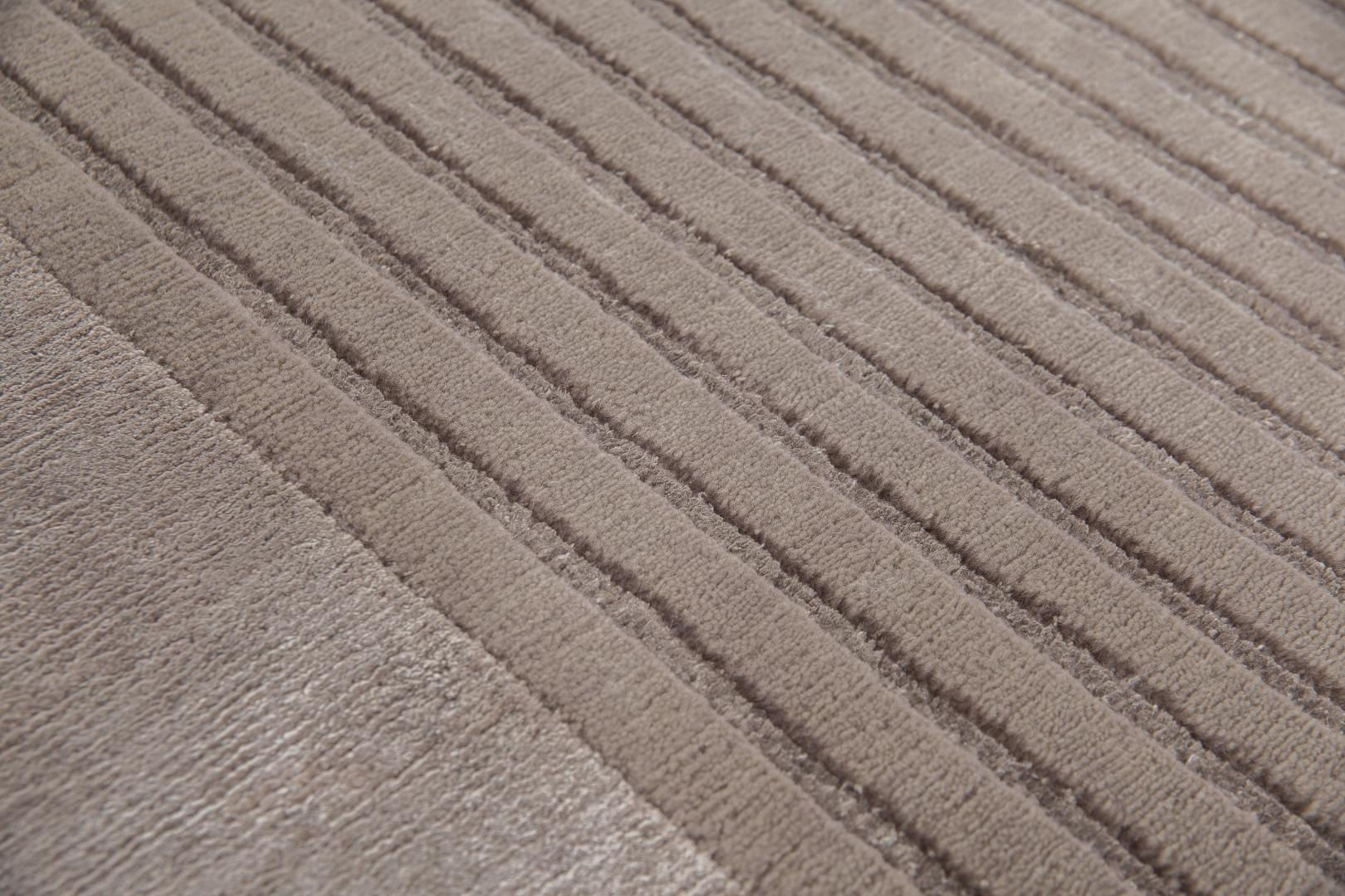 Tapis à Cadre Beige en Laine & Viscose