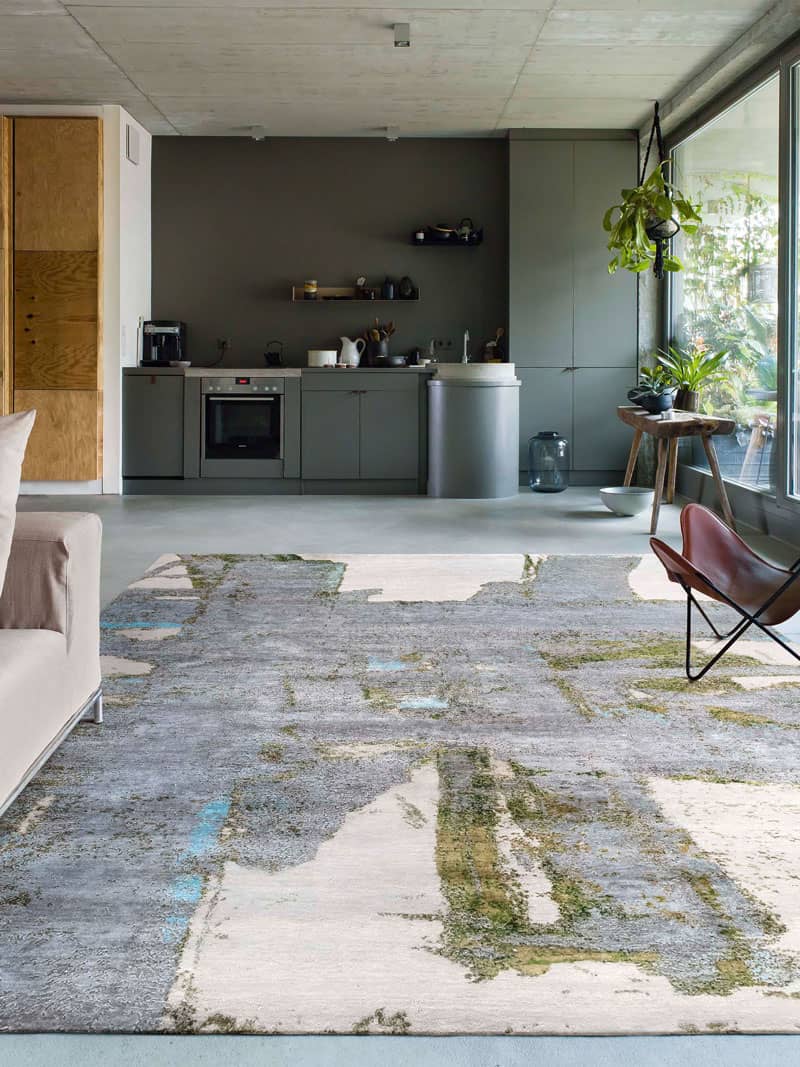 Tapis tissé main Vert Rouille