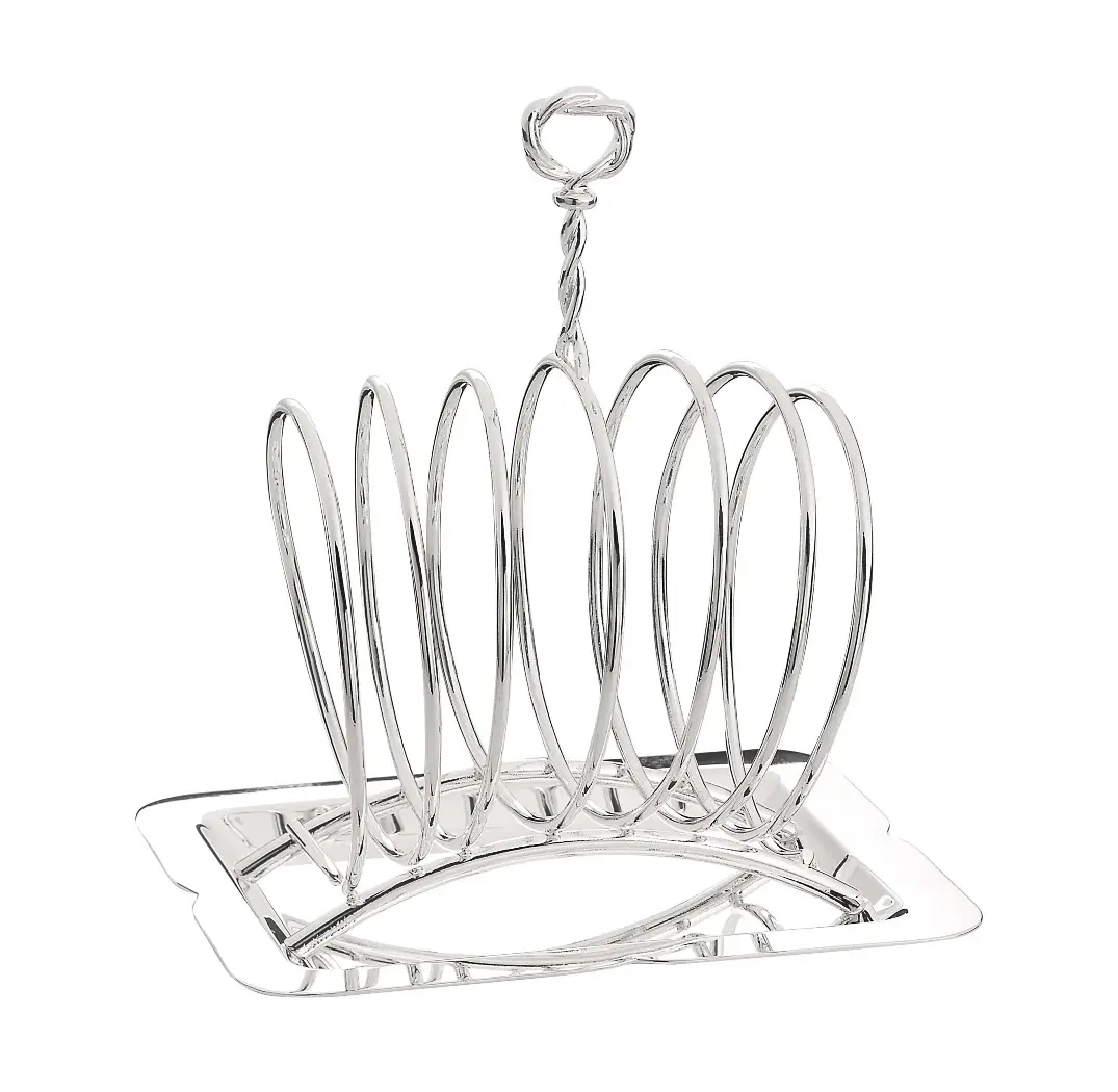 Porte-Toast Argenté Avec Assiette