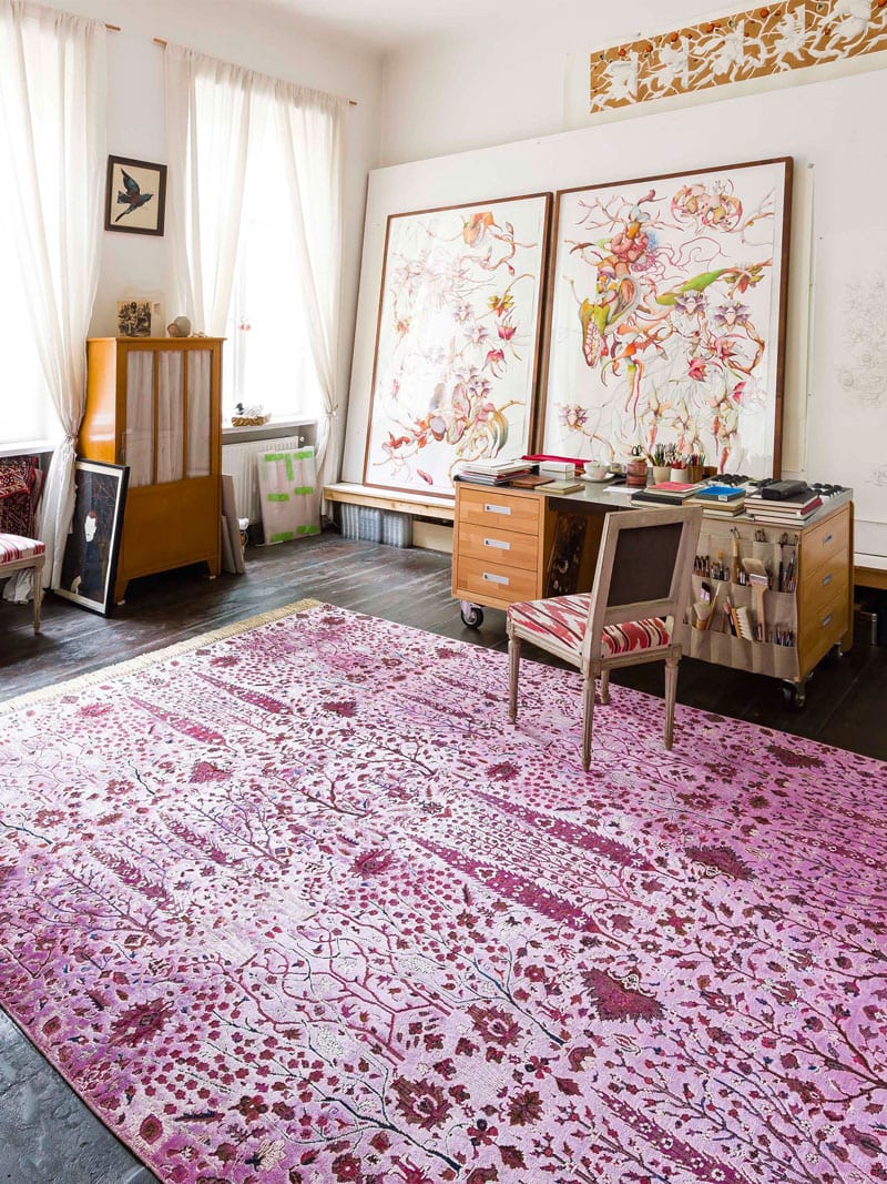 Tapis de luxe Jardin de Pins Rose