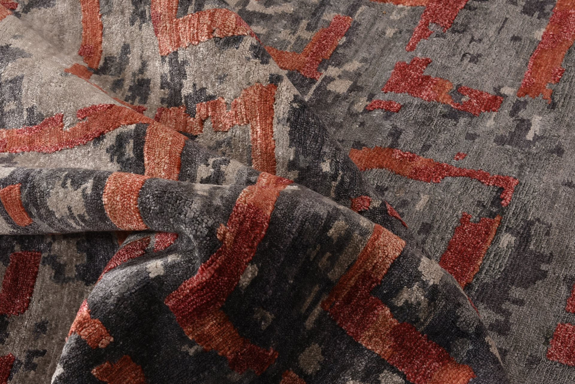 Tapis Abstrait Indien en Soie de Bambou