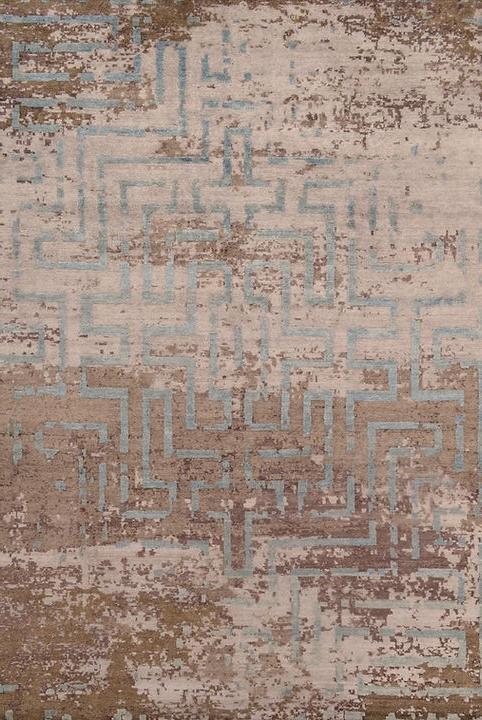 Tapis Abstrait Indien en Soie de Bambou