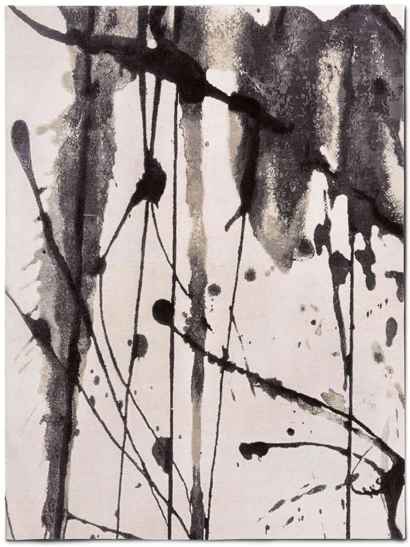 Tapis No. 06 Noir & Blanc sur Blanc | Taille: 122 x 183 cm
