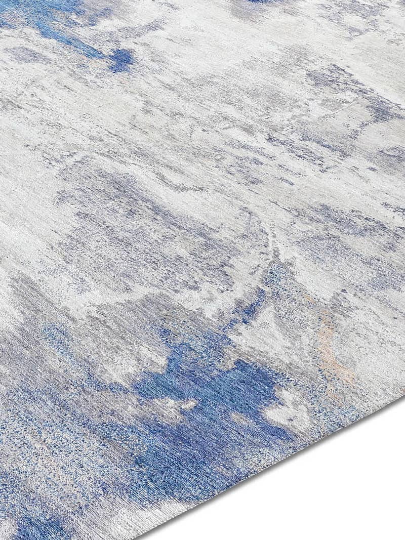 Tapis No. 02 Sable Bleu/Gris sur Gris Clair | Taille: 300 x 400 cm