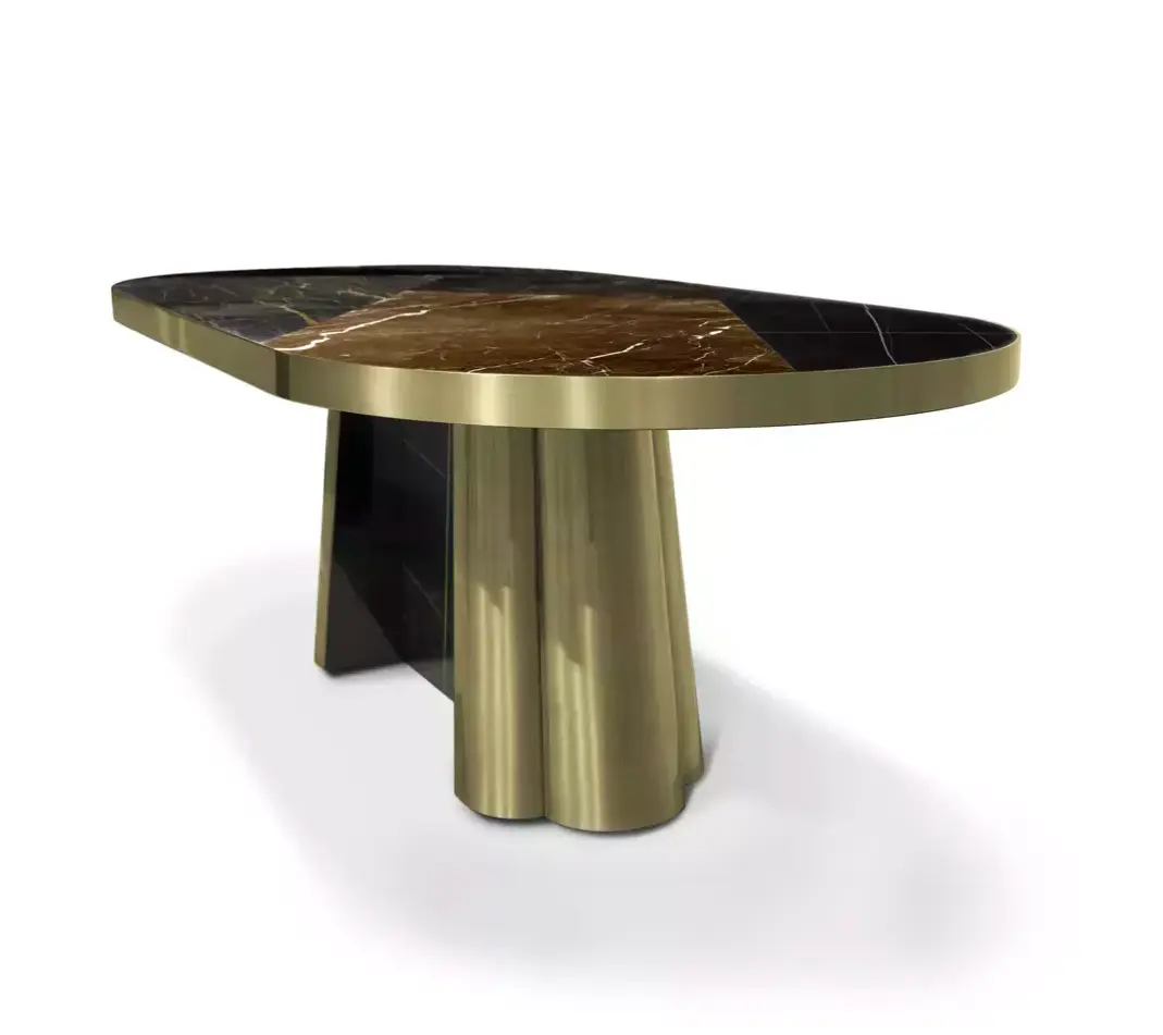 Table de Salle à Manger Decodiva Granit Noir & Or