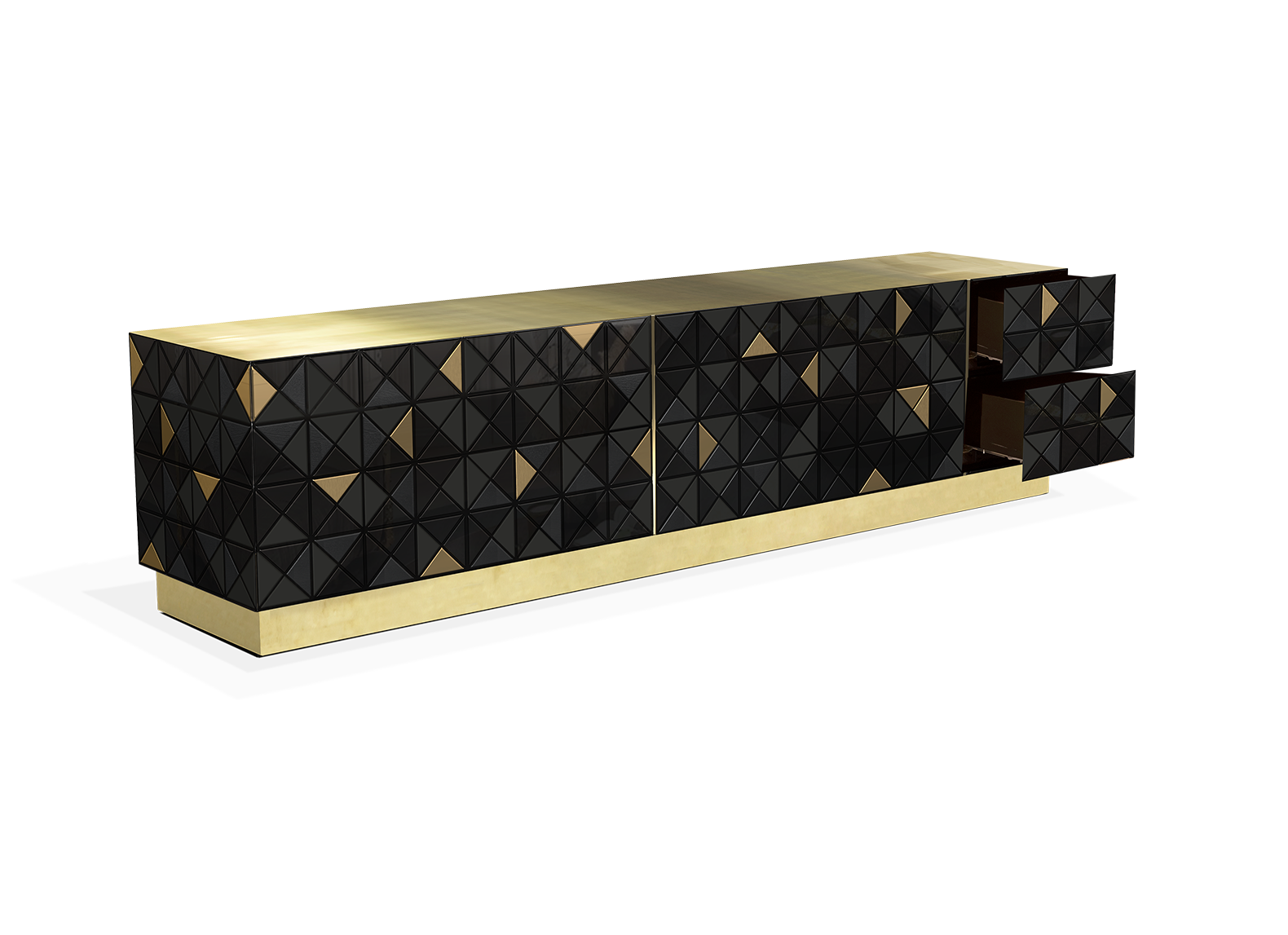 Meuble TV Noir & Or Mosaic